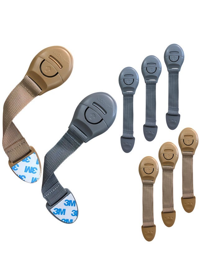 KidDough Furniture Safety Locks For Kids - Pack Of 4 Beige + 4 Grey Locks, Child Safety Locks For Drawers, Cabinets, Fridge, Cupboard Lock, Strong And Adhesive Safety Locks - Image 1