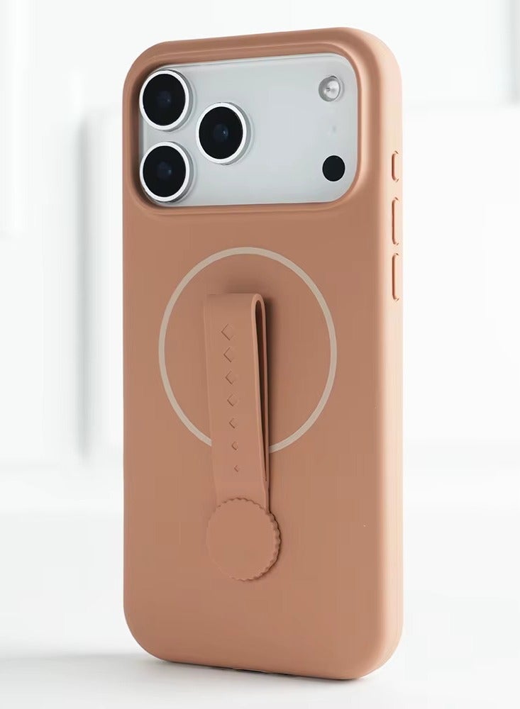 Kannzz Trending Silicone Phone Case with Wristband Strap – Soft Protective Cover for iPhone 17 Series - Brown - Image 2