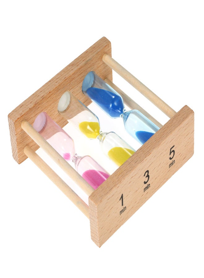 3 in 1 Colorful Hourglass Sandglass(1min/3mins/5mins) Tooth Brushing Tea Egg Cooking Sand Clock Timer with Wooden Frame  - Image 2