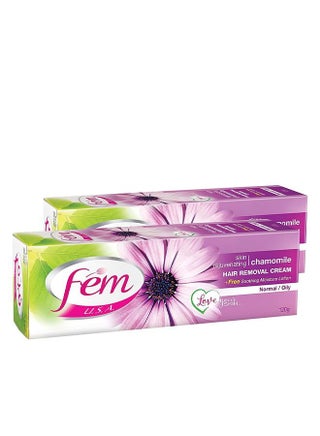 FEM USA Hair Removal Cream with Rejuvenating Chamomile | For Rejuvenating Skin - 120g With pH Balancing Skin Care Lotion
