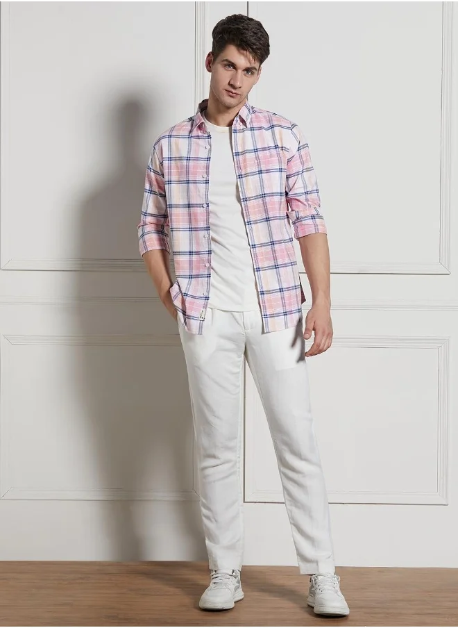 دينيس لينغو Pink Regular Shirt for Men - Stylish, Comfortable
