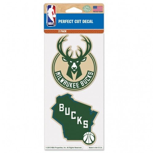 Wincraft NBA Milwaukee Bucks Perfect Cut Decal (Set of 2), 4" x 4" - Image 1