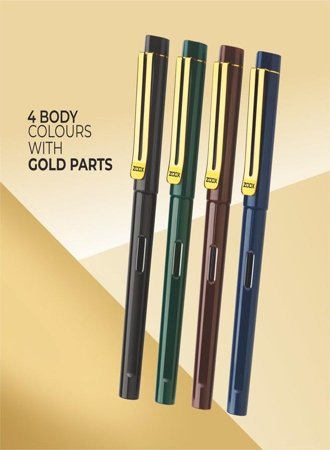 فلير قلم حبر Flair Zoox A9 ink-it Gold | تقنية الحبر السائل مع طرف إيريديوم | 3 خراطيش حبر ومحول حبر واحد | حبر أزرق، عبوة من قطعتين (قد يختلف لون الجسم) - Image 5