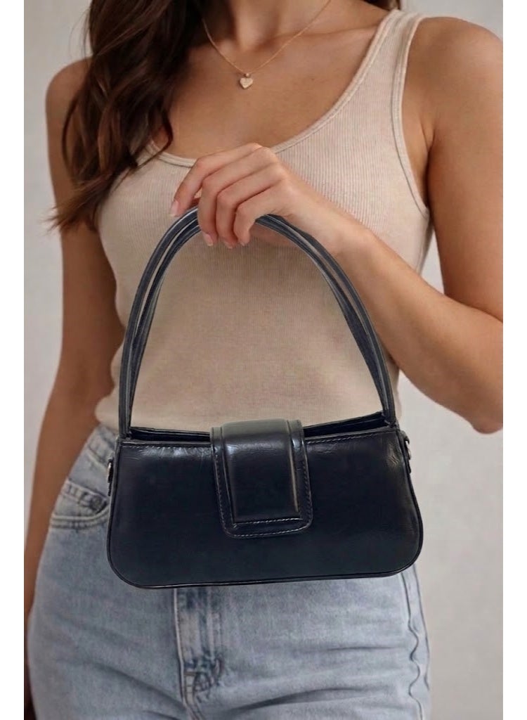 لايف ستيلاش  حقيبة كتف جلدية كلاسيكية ZC-12 - أسود - Image 3