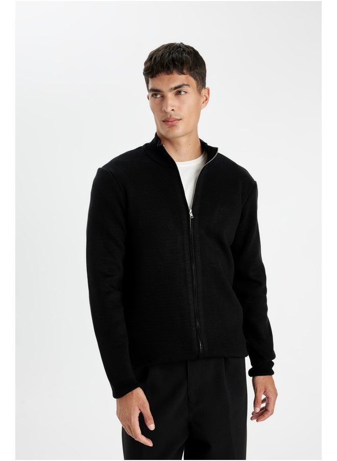 DeFacto - Man Tricot Standart Fit Mock Turtle Neck Cardigan - Image 1