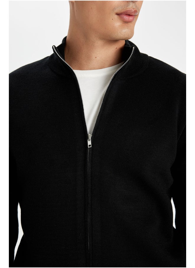 DeFacto - Man Tricot Standart Fit Mock Turtle Neck Cardigan - Image 1