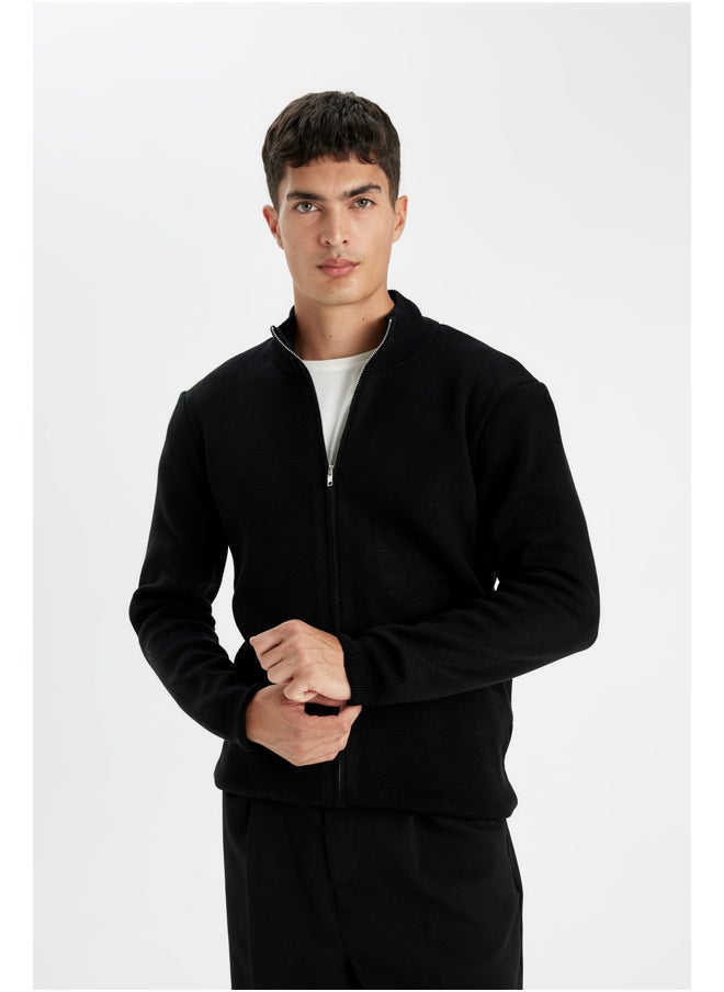 DeFacto - Man Tricot Standart Fit Mock Turtle Neck Cardigan - Image 1