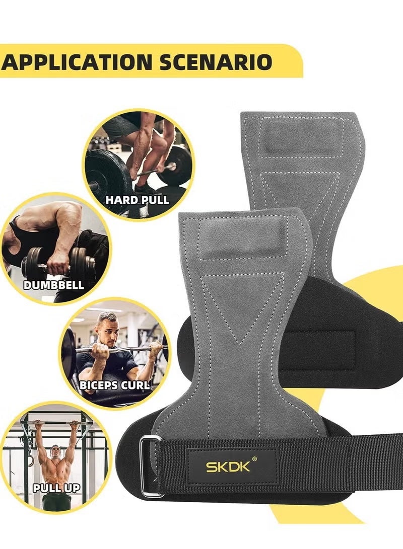 SKDK 2 Pack Wrist Straps for Weightlifting,Double Layer Leather Weightlifting Wrist Strap for Deadlift and Powerlifting, Adjustable Padded Gym Workout Lifting Wrist Gym Lifting Straps - Image 2