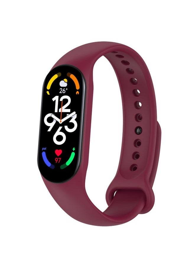 Green Tiger - For Xiaomi Mi Band 7 / 7NFC / 6 / 6 NFC / 5 / 5 NFC / Amazfit Band 5 Official Silicone Watch Band Wine Red - Image 1