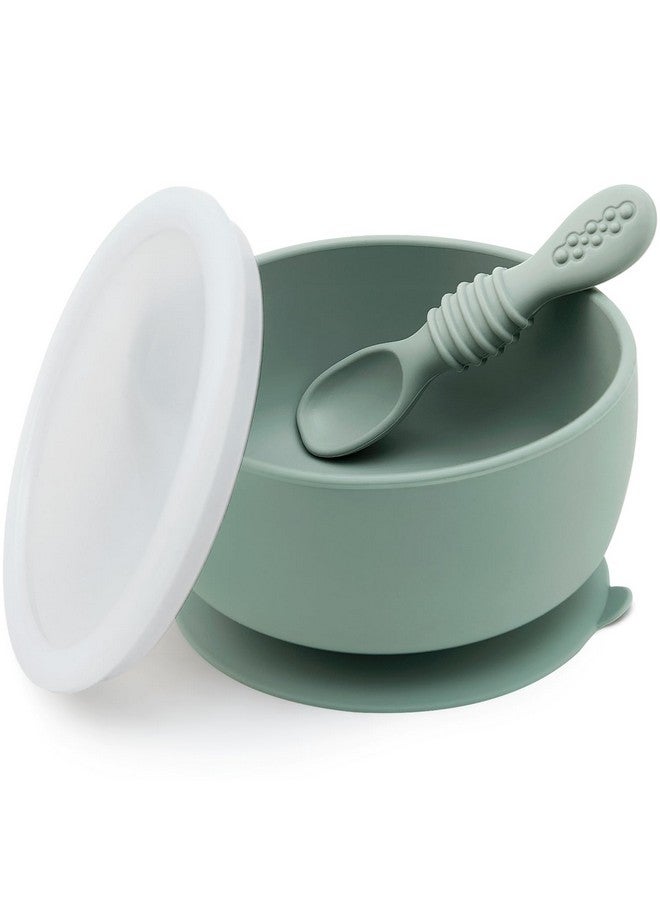 SAMiGO Silicone Baby Bowl and Spoon Set with Suction and Lid, First Stage Self Feeding Essentials, Food Bowl for 6+ Months - Image 1