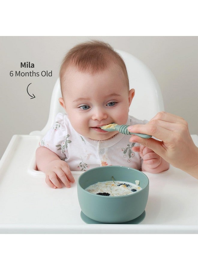 SAMiGO Silicone Baby Bowl and Spoon Set with Suction and Lid, First Stage Self Feeding Essentials, Food Bowl for 6+ Months - Image 4