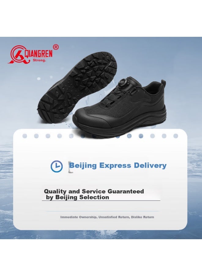 Strongman Qiangren Outdoor Waterproof Sports Men's Shoes, 3515 Laceless Running Training Shoes, Hiking Shoes, Jds002, Black, Size 41 - Image 2