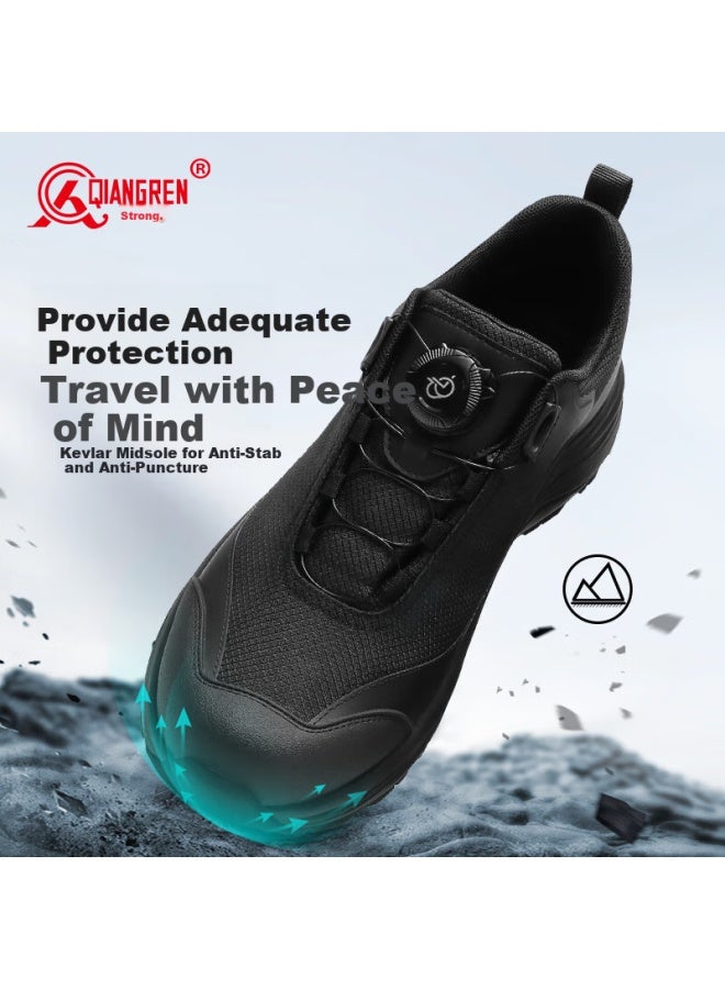 Strongman Qiangren Outdoor Waterproof Sports Men's Shoes, 3515 Laceless Running Training Shoes, Hiking Shoes, Jds002, Black, Size 41 - Image 4