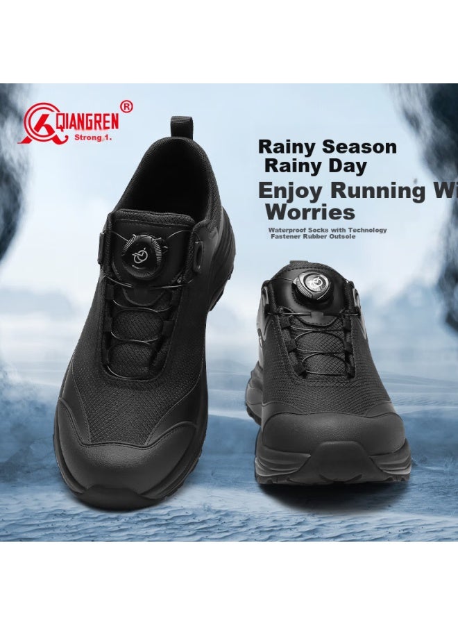 Strongman Qiangren Outdoor Waterproof Sports Men's Shoes, 3515 Laceless Running Training Shoes, Hiking Shoes, Jds002, Black, Size 41 - Image 5