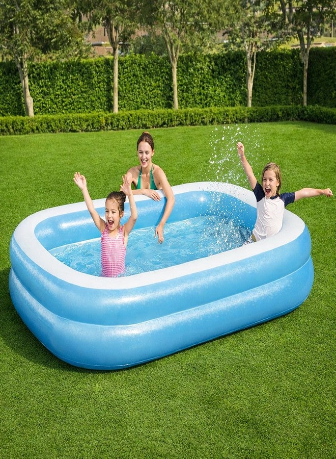 NHR 450L Family Swimming Pool - Portable Mini Pool for Adults & Kids, Quick Setup Home/Outdoor Bath Tub, Garden & Balcony Water Play Pool (201×150×51 cm, Blue) - Image 1