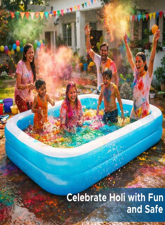 NHR 450L Family Swimming Pool - Portable Mini Pool for Adults & Kids, Quick Setup Home/Outdoor Bath Tub, Garden & Balcony Water Play Pool (201×150×51 cm, Blue) - Image 3