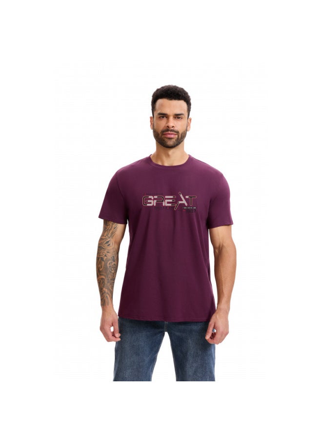 Heavyweight Large Size Mercerized Cotton Letter T-shirt Men's Summer Casual Loose Breathable Printed Trendy Short Sleeve Base Layer Shirt