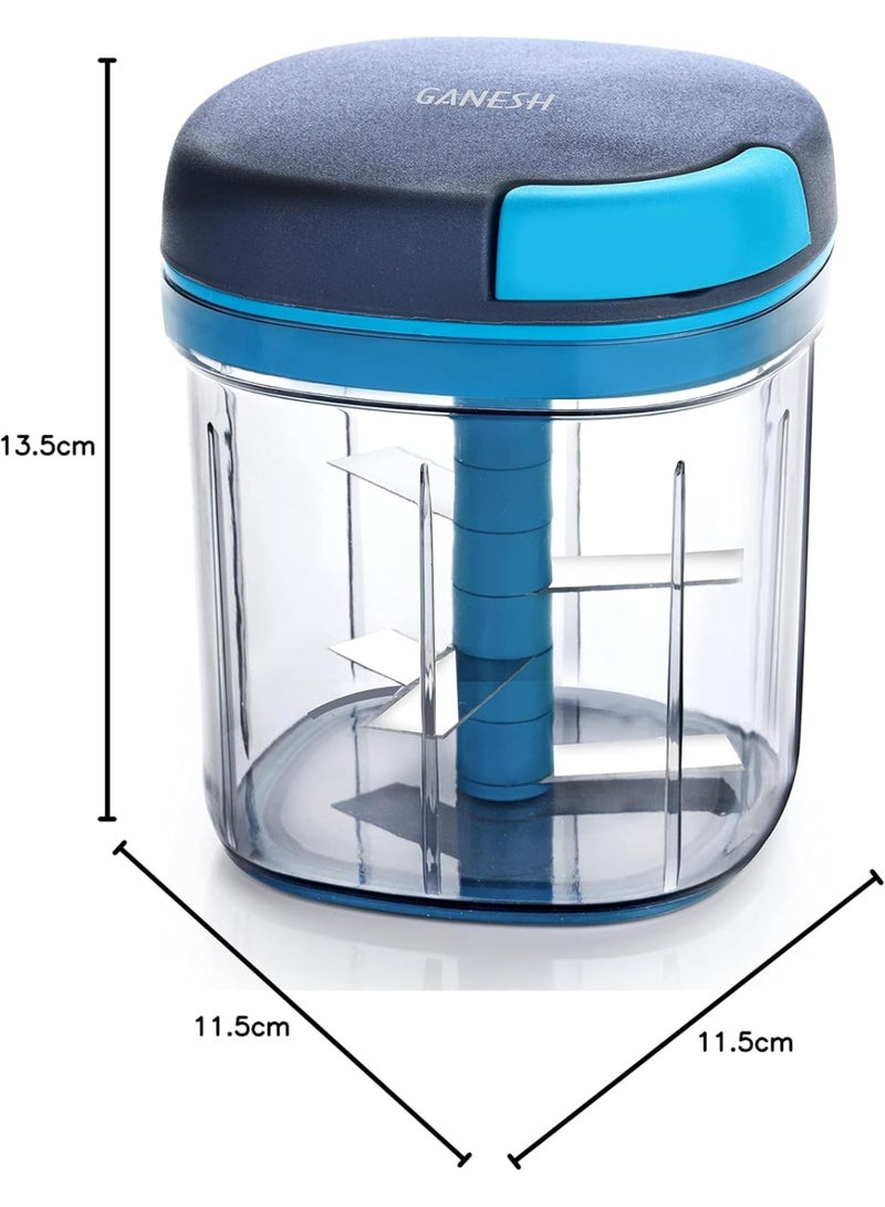 GANESH Multipurpose Plastic Vegetable Master Chopper with 5 Stainless Steel Blades Blades for Effortlessly Chopping Vegetables and Fruits for Your Kitchen, XL Large Jumbo Chopper (900 Ml) - Image 5