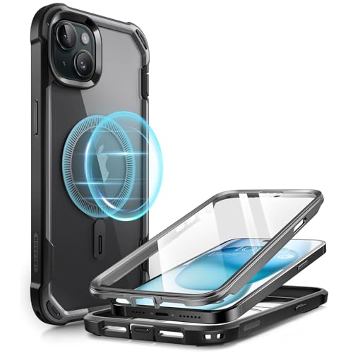 I-blason iBlason Ares Mag for iPhone 15 Plus Case with Builtin Screen Protector MagSafe Compatible FullBody Rugged AntiSlip Shockproof Clear Protective Magnetic Phone Case for iPhone 15 Plus 67 Black - Image 1