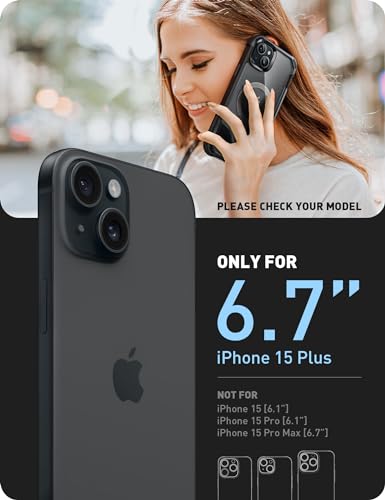 I-blason iBlason Ares Mag for iPhone 15 Plus Case with Builtin Screen Protector MagSafe Compatible FullBody Rugged AntiSlip Shockproof Clear Protective Magnetic Phone Case for iPhone 15 Plus 67 Black - Image 3
