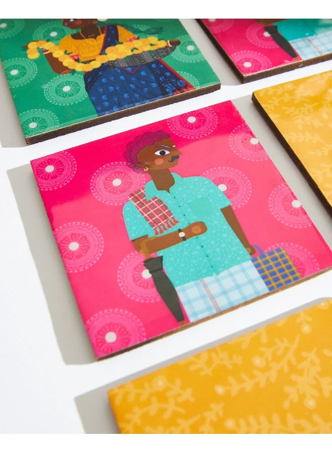 Chumbak Folk Funk Coaster, Set of 6