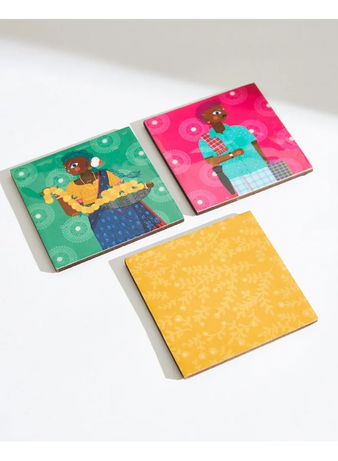 Chumbak Folk Funk Coaster, Set of 6