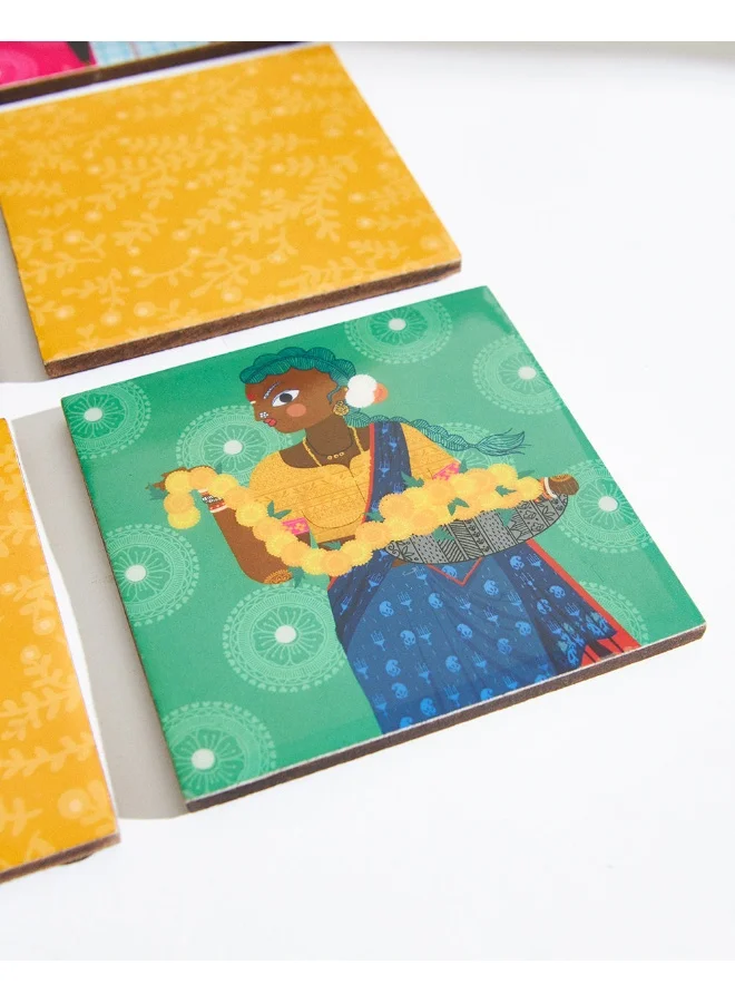 Chumbak Folk Funk Coaster, Set of 6