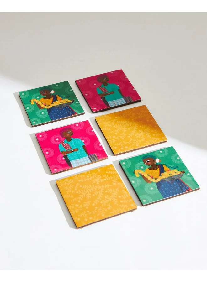 Chumbak Folk Funk Coaster, Set of 6