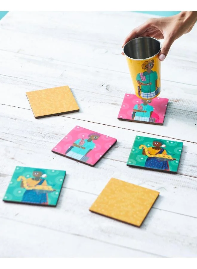 Chumbak Folk Funk Coaster, Set of 6