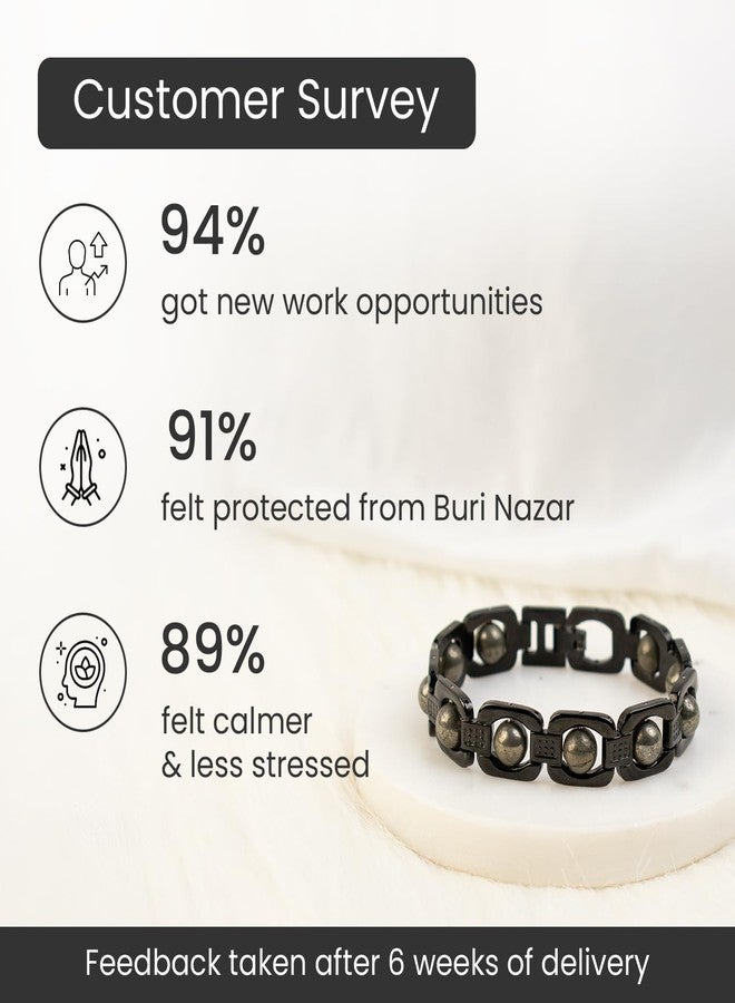 Astrotalk Metal Raw Pyrite Bracelet (Black) | Attracts Money and Boosts Confidence | Astrology Bracelet for Man and Women | Beautifully Crafted with Healing Crystals | Gift for Man & Woman - Image 5