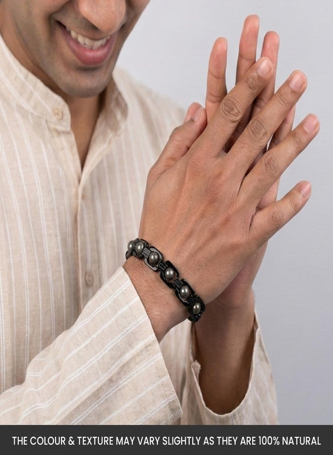 Astrotalk Metal Raw Pyrite Bracelet (Black) | Attracts Money and Boosts Confidence | Astrology Bracelet for Man and Women | Beautifully Crafted with Healing Crystals | Gift for Man & Woman - Image 4
