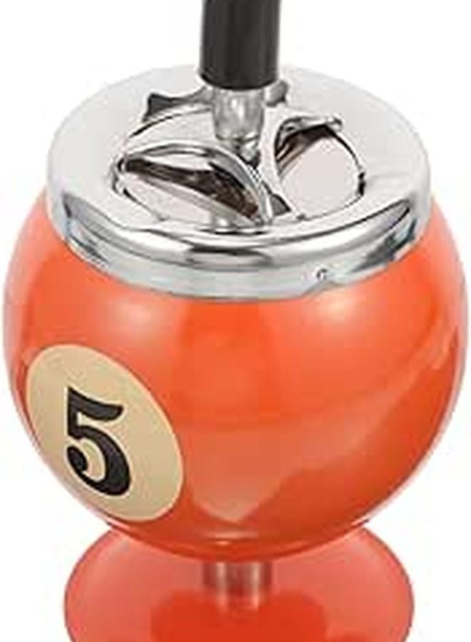 Windproof Metal Ashtray With Push Down Lid Orange Indoor Home Tabletop Smokeless - Image 1