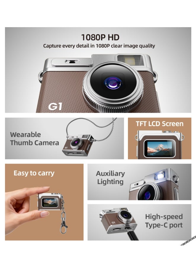 Mini Keychain Camera,1080P 2MP Mini Retro Digital Camera- Tiny Portable Small Cameras, Vintage Compact Micro Video Cameras with 32GB Memory Card, for Kids, Students, Travel,Work - Image 3