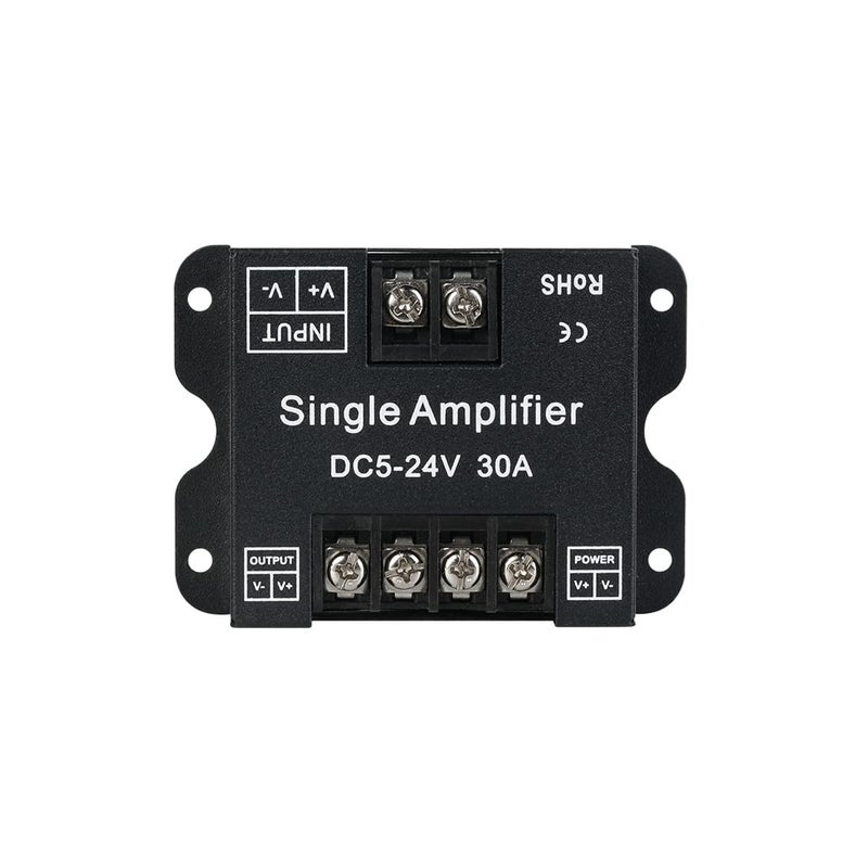BTF-LIGHTING COB FCOB 2835 3014 3528 5050 1 Channel Signal Amplifier Controller Work with V- V+ Single Color 2Pin LED Strip Suitable for Long Distance Light Projects DC5V DC12V DC24V Max 30A - Image 1