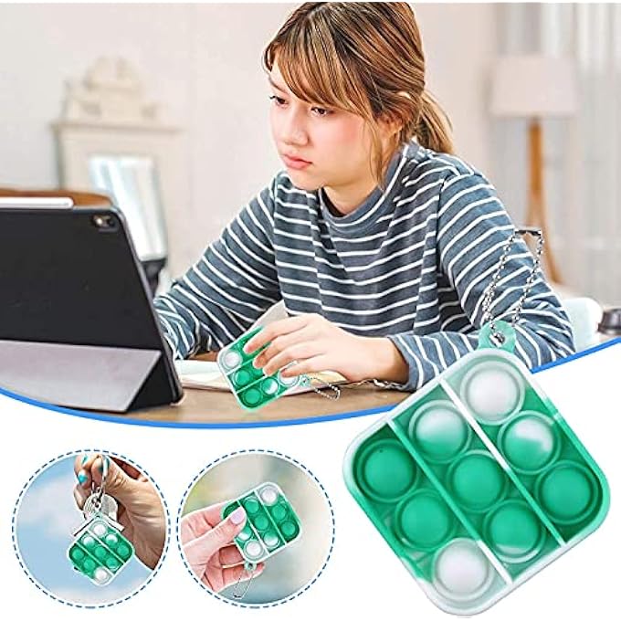 HENXING 30 Pcs Tie Dye Squeeze Pop Bubble Simple Fidget Sensory Toys, Keychain Wrap Small Pop Bulk Classroom Prizes Relieve Anxiety Stress Toy for Kids Adult Party Favors - Image 4
