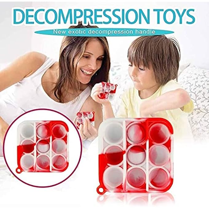 HENXING 30 Pcs Tie Dye Squeeze Pop Bubble Simple Fidget Sensory Toys, Keychain Wrap Small Pop Bulk Classroom Prizes Relieve Anxiety Stress Toy for Kids Adult Party Favors - Image 5