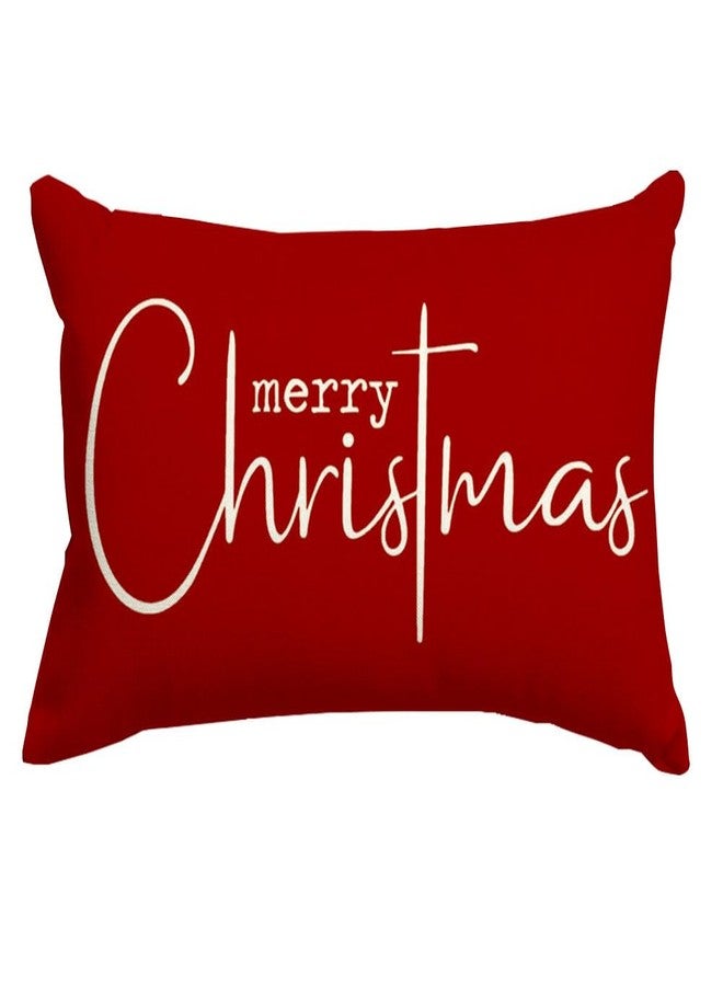 RABUSOFA Christmas Pillow Covers 12x20 Inch,Red Merry Christmas Saying Decorations Winter Decorative Throw Pillow Cases,Farmhouse Holiday Xmas Lumbar Cushion Covers for Couch Living Room(16) - Image 1