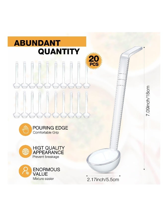 20 Pcs 1 oz Plastic Small Ladles with 7 Inches Long Acrylic Handle, Mini Ladle for Serving Salsa Sauce, Dressing Punch Bowl, Sauces and Toppings, Transparent  - Image 2