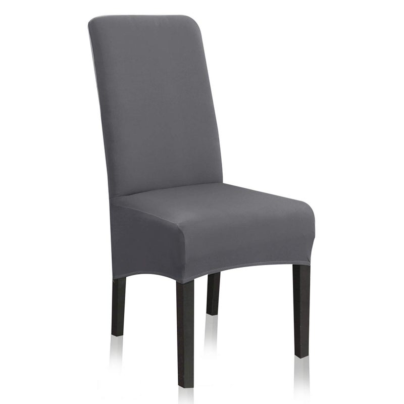 Stretch Dining Chair Slipcovers XLOversized Removable Washable Soft Spandex Extra Large Dining Room Chair Covers for Kitchen Hotel Table Banquet Solid Color 4 Per Set Gray