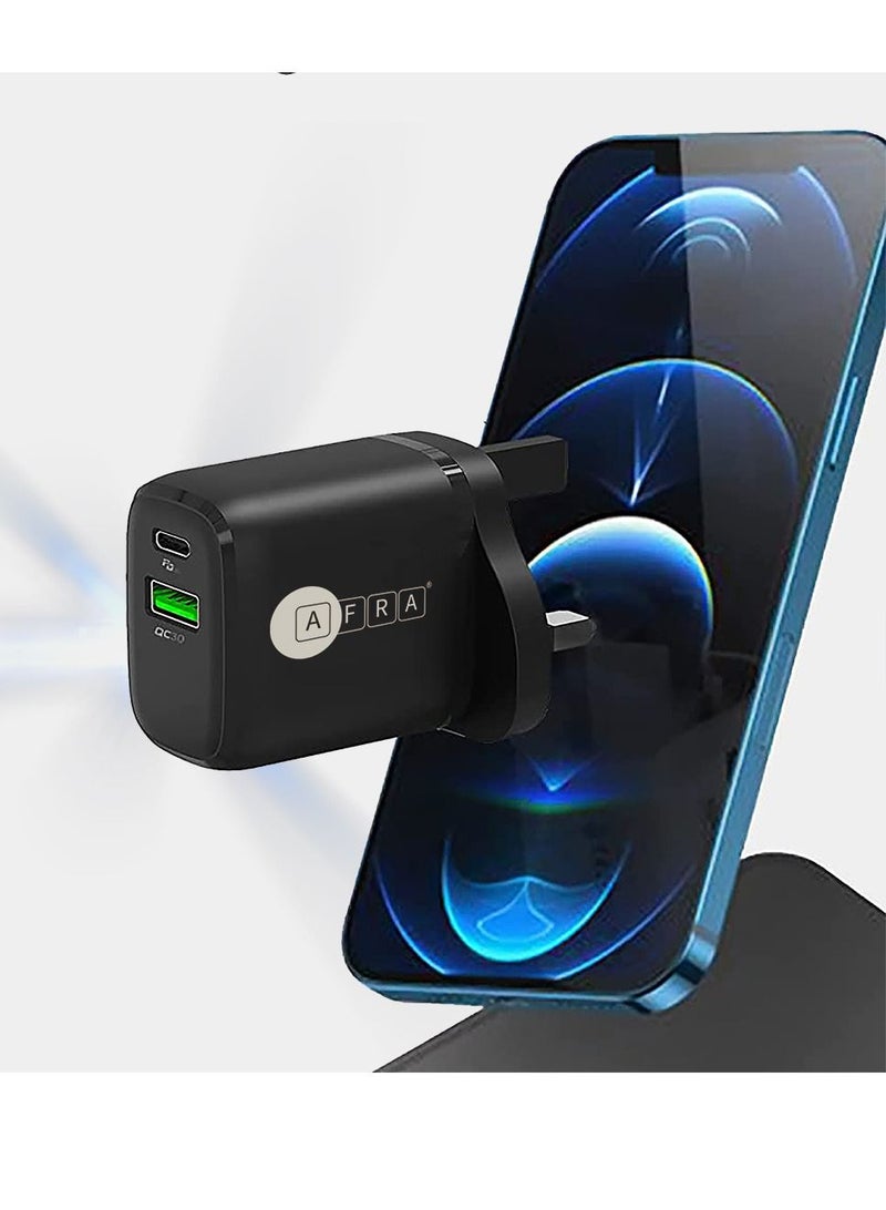 AFRA AFRA USB Wall Charger, 20W, 3A Charging Speed, Dual Ports, USB A, USB C, Fast Charging, Light, Overheat and Short Circuit Protection, Compact Design  - Image 5