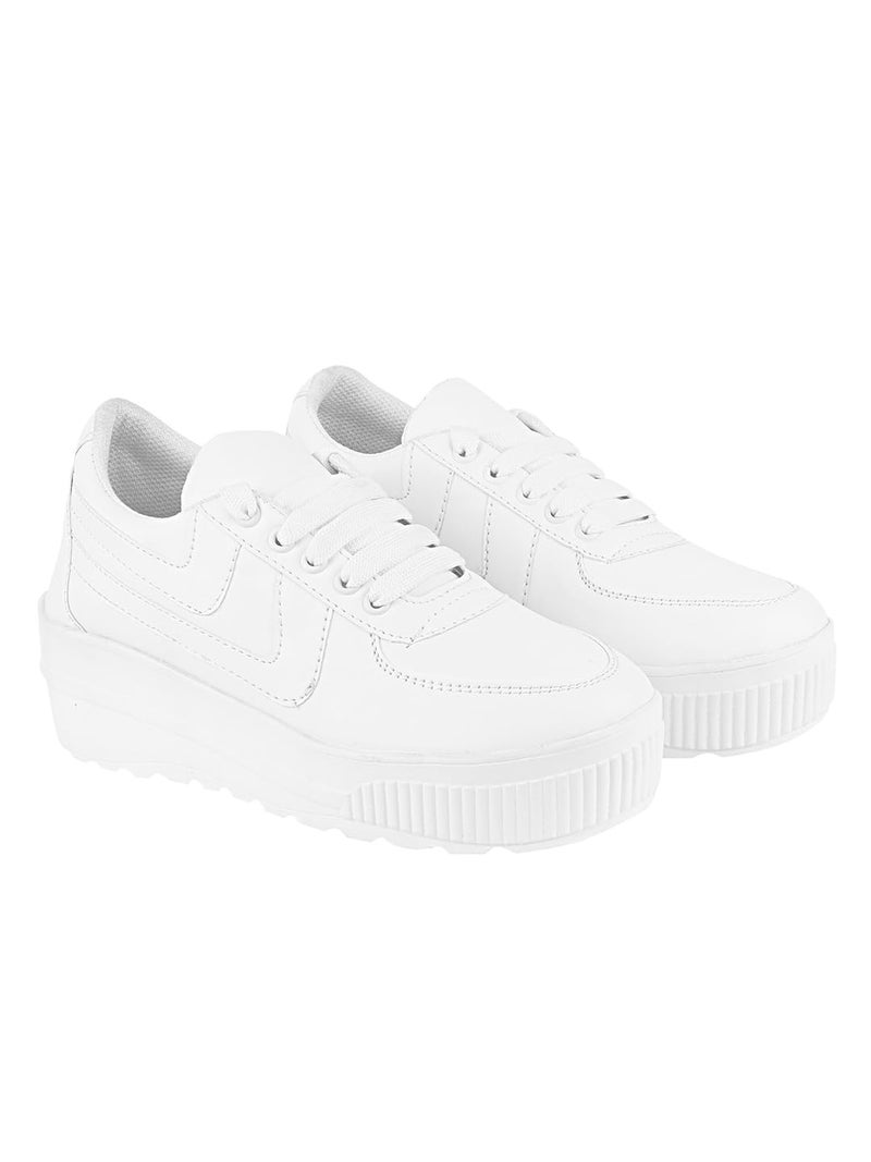 Shoetopia Girls Sneaker-Loin White Sneaker - 5 UK (Girls-Sneaker-Loin-White) - Image 1