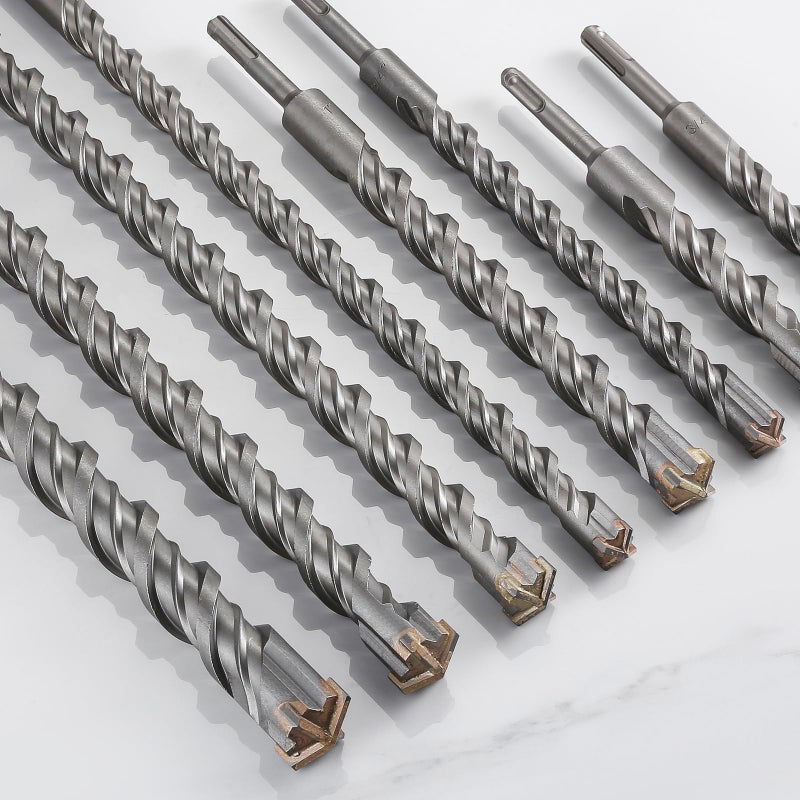 Wensilon 5pcs 1/2" X 6"-4" Cross-Type Double Thread Carbide Drill Bits for Concrete, Brick, Stone, Hammer Drill - Image 3