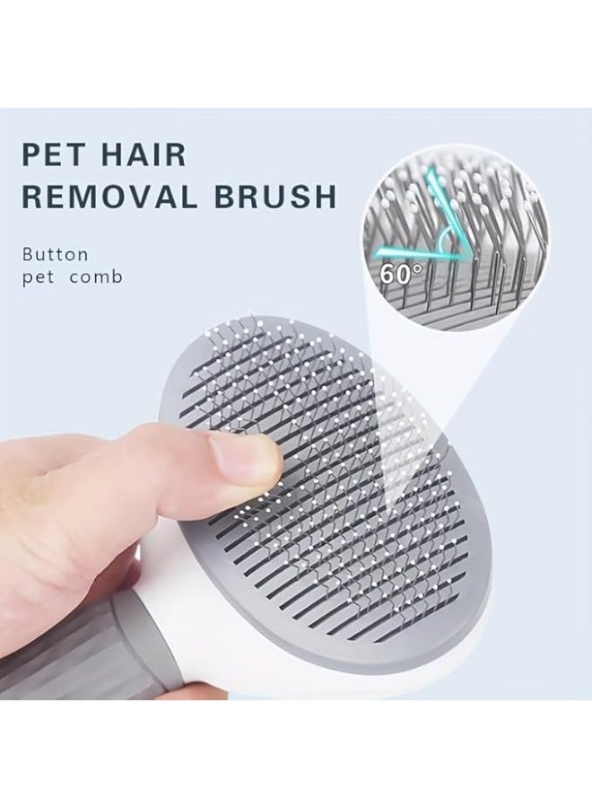 Pet Brush, Suitable for Cats, Dogs and Puppies with Short or Long Hair, Self-Cleaning Function, Easily Removes Undercoat (Grey)-358 - Image 4