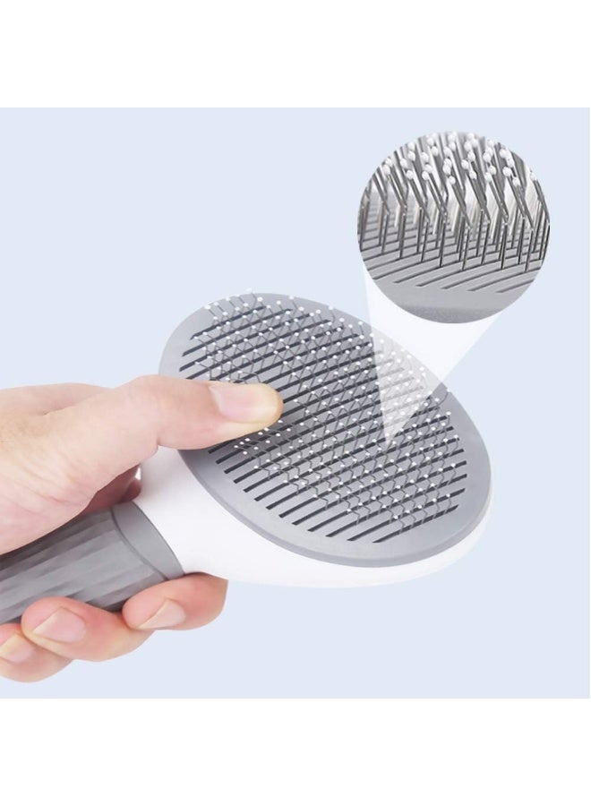 Pet Brush, Suitable for Cats, Dogs and Puppies with Short or Long Hair, Self-Cleaning Function, Easily Removes Undercoat (Grey)-358 - Image 3