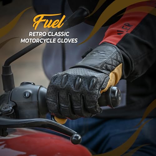 ViaTerra Fuel Retro Classic Leather Motorcycle Gloves: Premium Riding Gloves for Bikers, Perfect Winter Gloves for Men and Essential Bike Accessories (TAN, 2XL) - Image 2