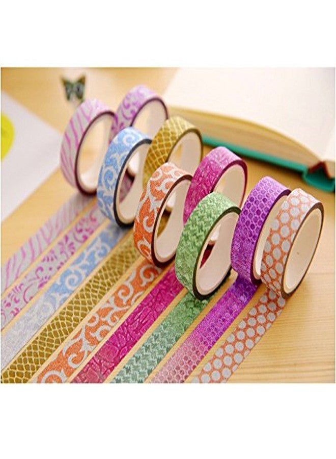 MSGH Colourful Decorative Adhesive Glitter Tape Rolls, Length 5mtr. Each, Set of 10 - Image 1