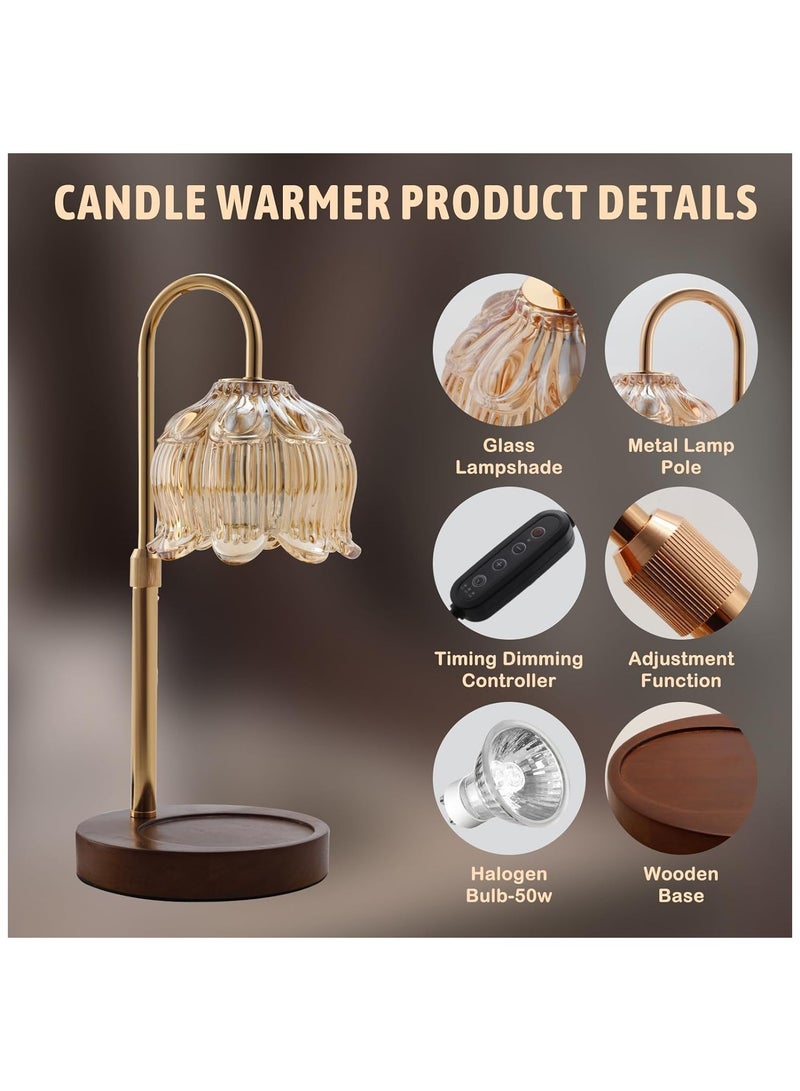 SYOSI مصباح تدفئة الشموع مع خافت، مصباح كهربائي قابل للتعديل مع خافت ومؤقت، جهاز إذابة الشمع مع 2 لمبة، لشموع الجرة والشموع المعطرة، مصباح إذابة الشموع لمختلف أنواع الشموع - Image 2