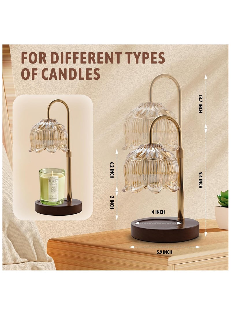 SYOSI مصباح تدفئة الشموع مع خافت، مصباح كهربائي قابل للتعديل مع خافت ومؤقت، جهاز إذابة الشمع مع 2 لمبة، لشموع الجرة والشموع المعطرة، مصباح إذابة الشموع لمختلف أنواع الشموع - Image 3