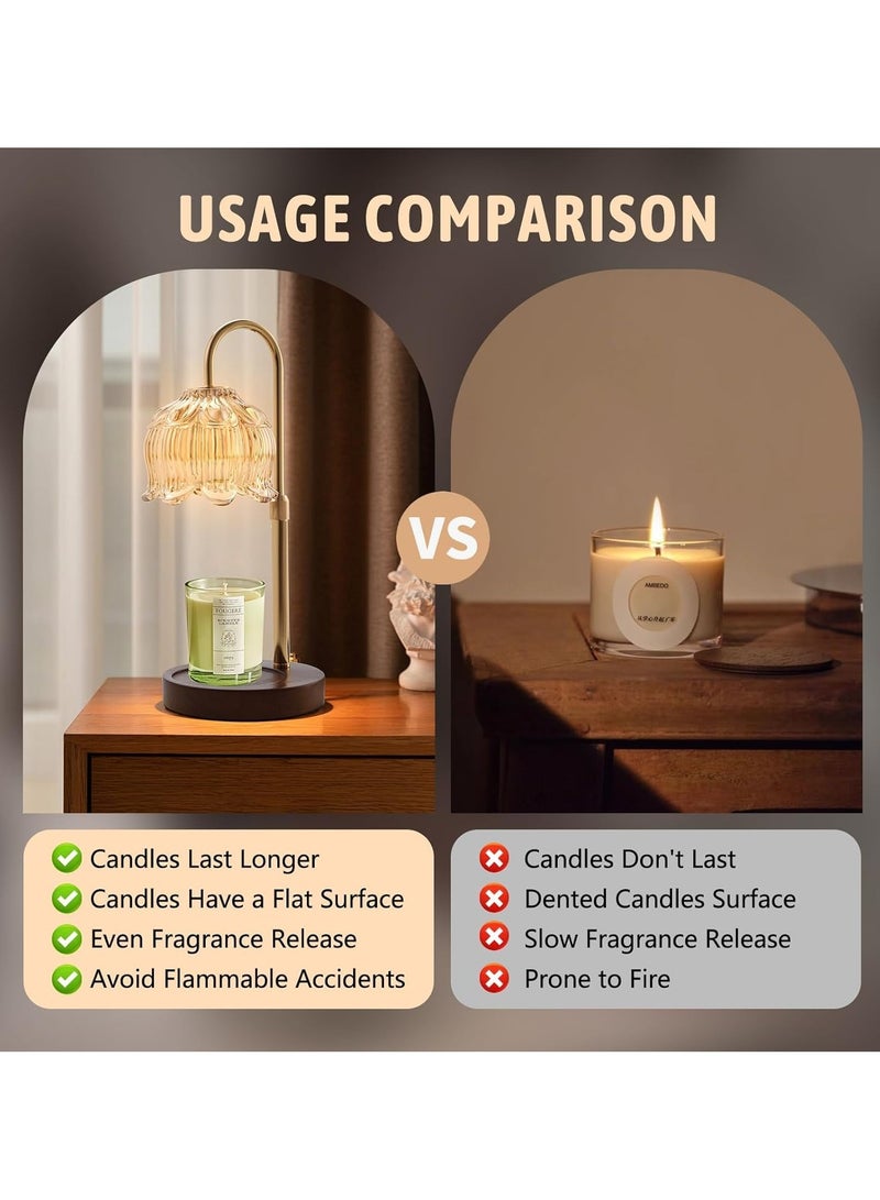 SYOSI مصباح تدفئة الشموع مع خافت، مصباح كهربائي قابل للتعديل مع خافت ومؤقت، جهاز إذابة الشمع مع 2 لمبة، لشموع الجرة والشموع المعطرة، مصباح إذابة الشموع لمختلف أنواع الشموع - Image 5
