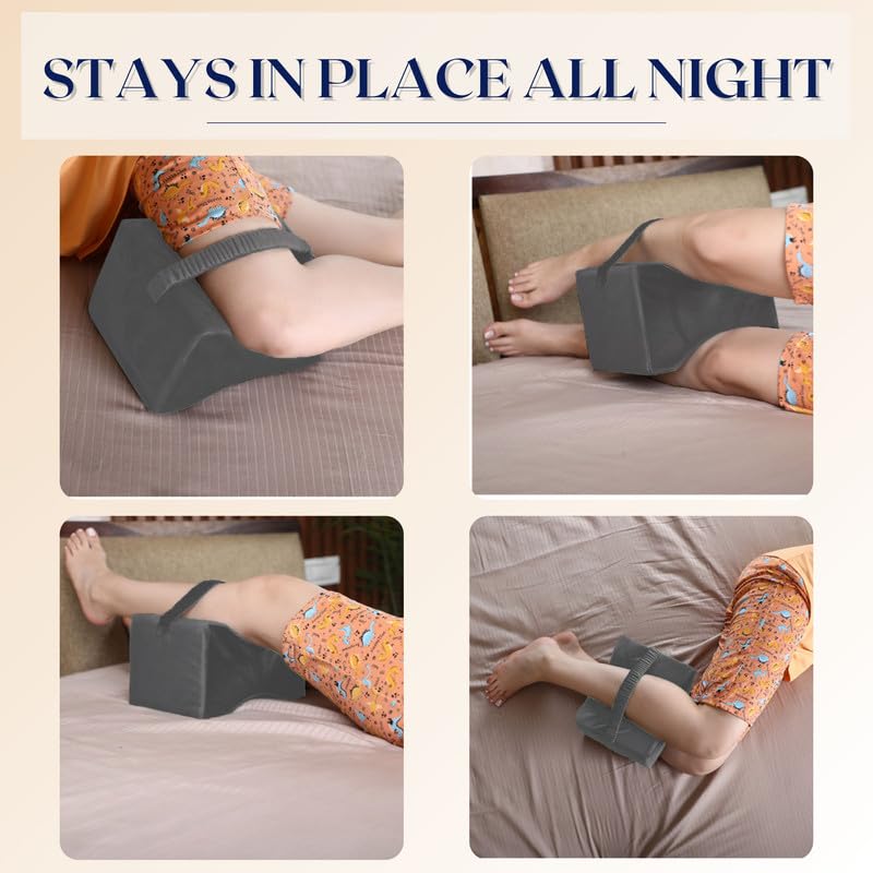 Dormyo Knee Memory Foam Pillow for Side Sleepers, Sciatica, Knee Joints, Pregnancy, Hip Pain - Keeps Knees Separated and Aligns Spine, Legs & HIPS - Leg Cushion with Washable Cover (Grey) - Image 2